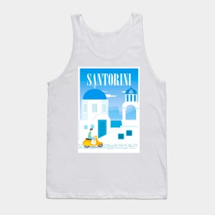 Santorini, Greece - retro travel poster Tank Top